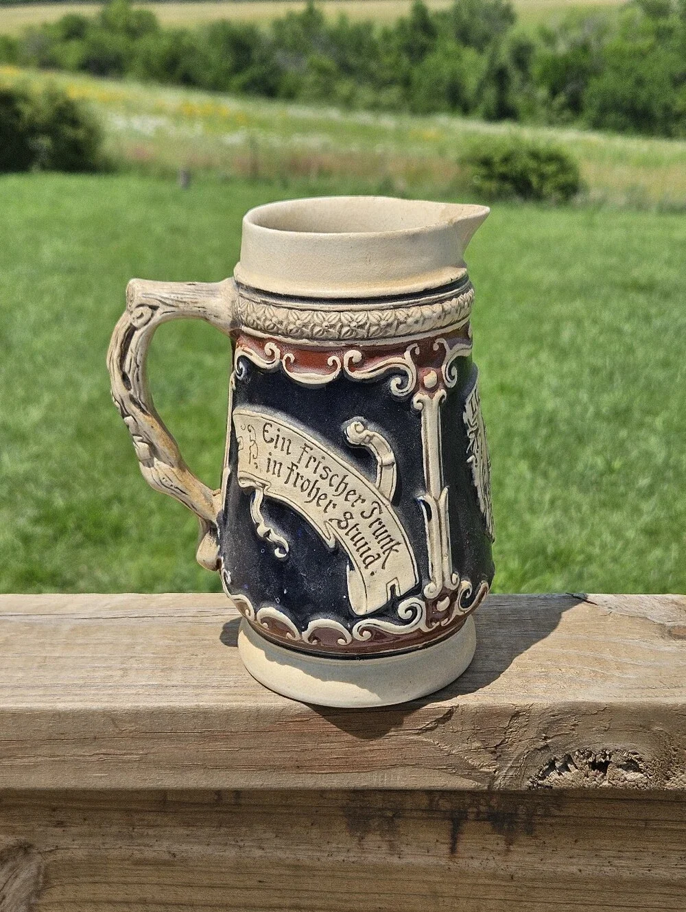 Luchow's German Ceramic Beer Stein - Black & Tan
